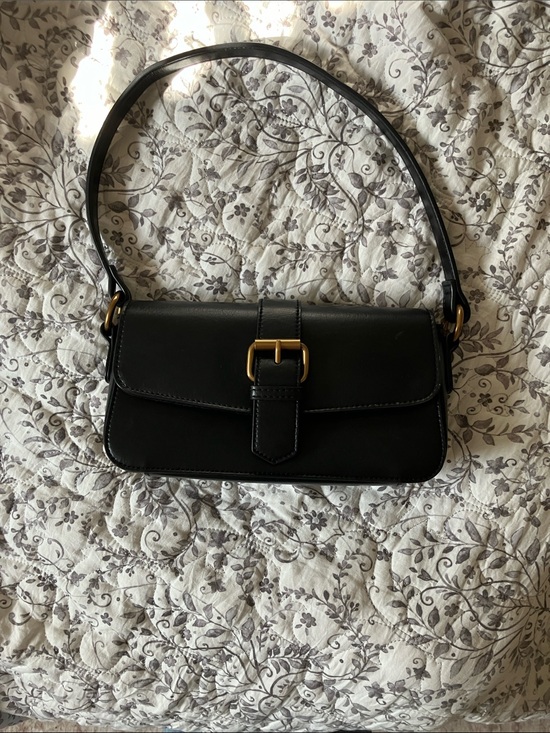 Brandy Melville Handbags - Brandy Melville Black Shoulder Bag with Gold Buckle